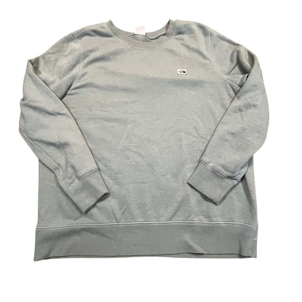 The North Face Sweatshirt Green Womens XL Crewneck Pullover Logo Casual Cozy